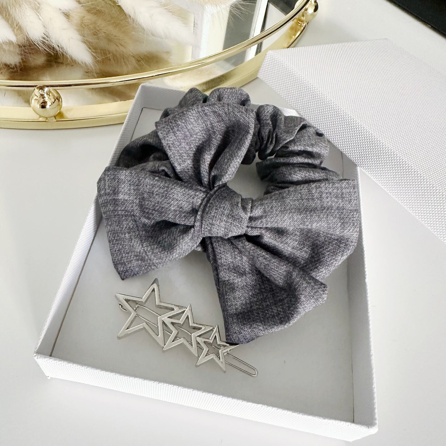 Small Gift Set - Charcoal Linen Look & Stars