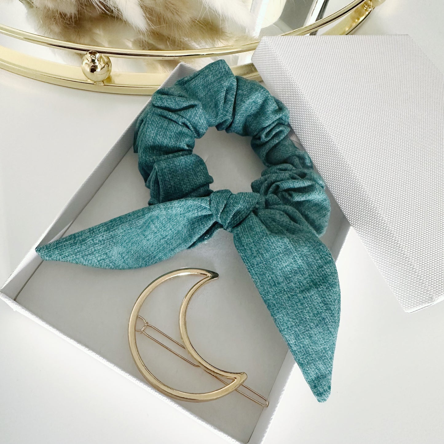 Small Gift Set - Teal Linen Texture & Moon