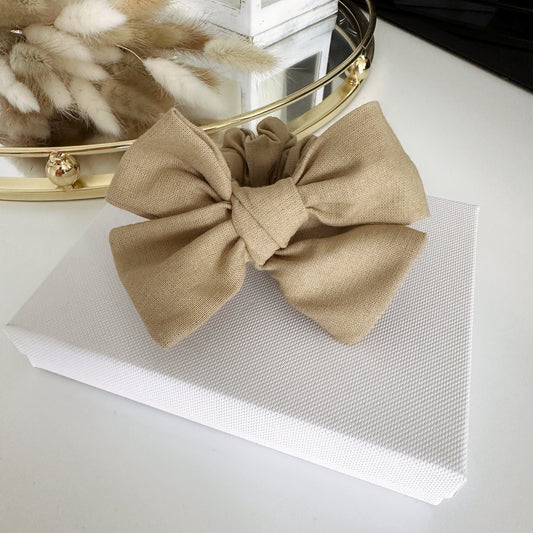 Bow Scrunchie Beige